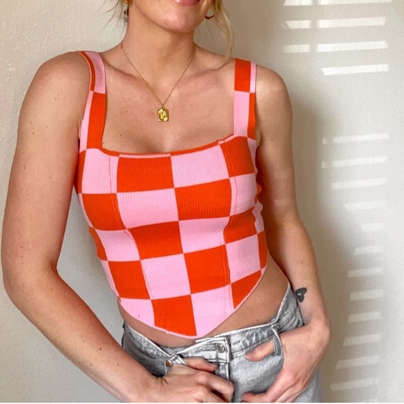 Peppermayo Tops - Peppermayo Checkered Knit Tank Top